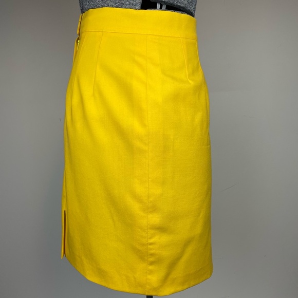 Vintage Lightweight Wool Pencil Skirt Sunny Yellow Devanshire Cream size 10 - Picture 2 of 10